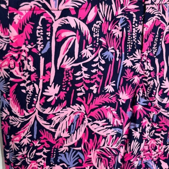 NWT Lilly Pulitzer Kelly Skinny Ankle pants Pink Blue Size 00 palm trees monkeys - Picture 4 of 10